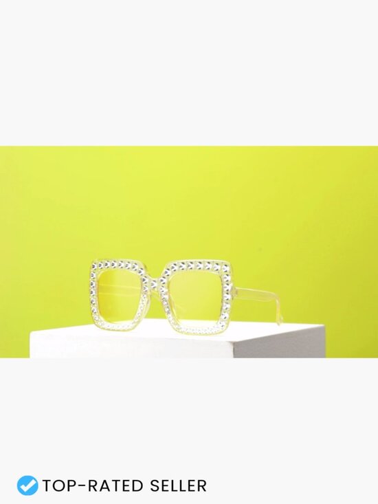 6 Pairs Oversized Square Rhinestone Sunglasses Retro 70s Disco Party Photo Prop main image 5